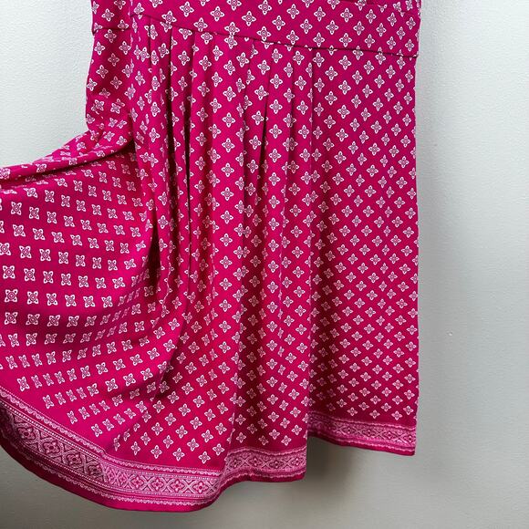 Lands' End Dress Fit & Flare Surplice Neck Sleeveless Azalea Pink PXL 16P - Picture 5 of 11